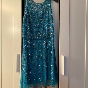 Teal/Silver Mesh Bead Dress